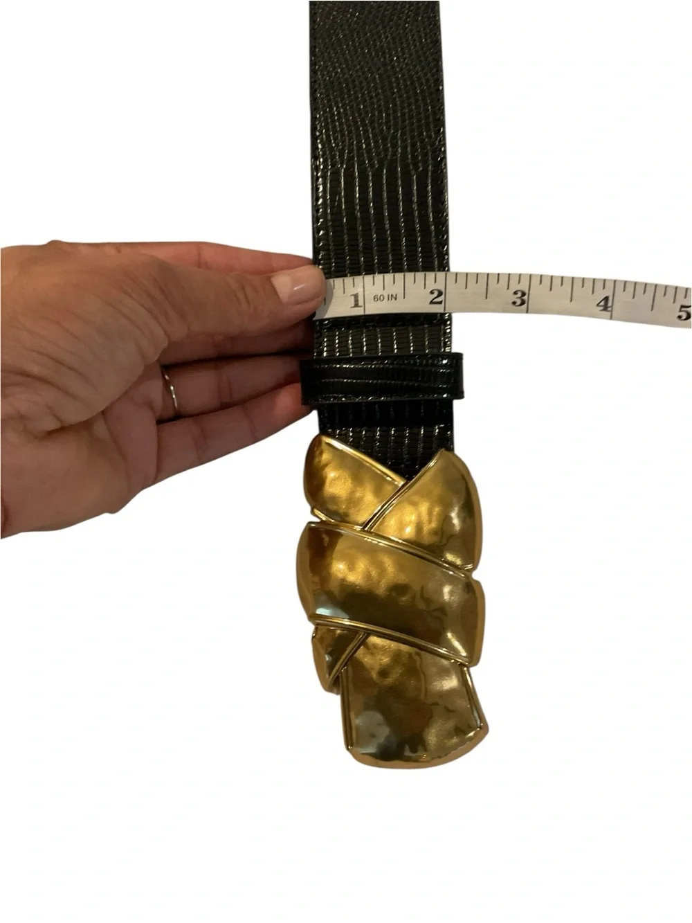 Source Unknown Black Belt with Gold Twisted Buckle